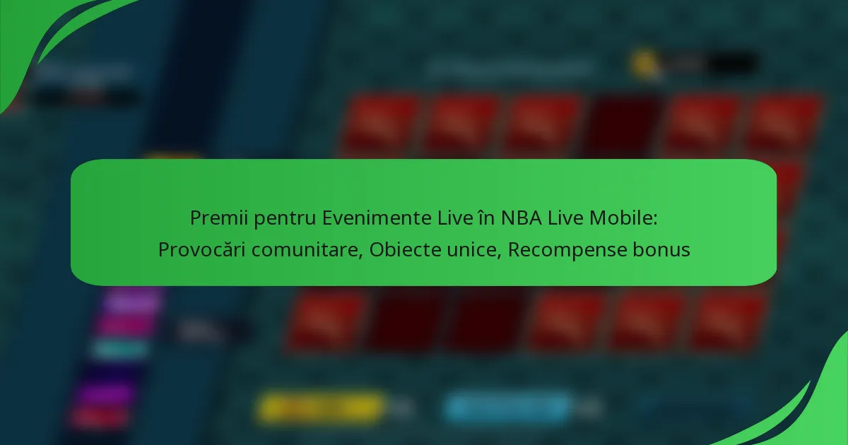 Premii pentru Evenimente Live în NBA Live Mobile: Provocări comunitare, Obiecte unice, Recompense bonus