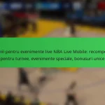 Premii pentru evenimente live NBA Live Mobile: recompense pentru turnee, evenimente speciale, bonusuri unice